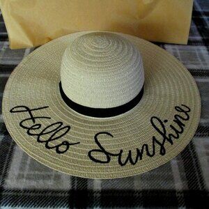 H129-NEW Hello Sunshine Embroidered Straw Hat